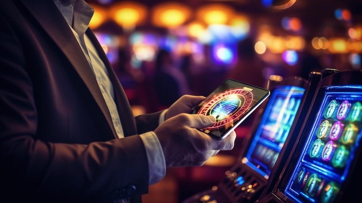 Gonzo berdiri di depat reel permainan slot dengan latar belakang hutan tropis